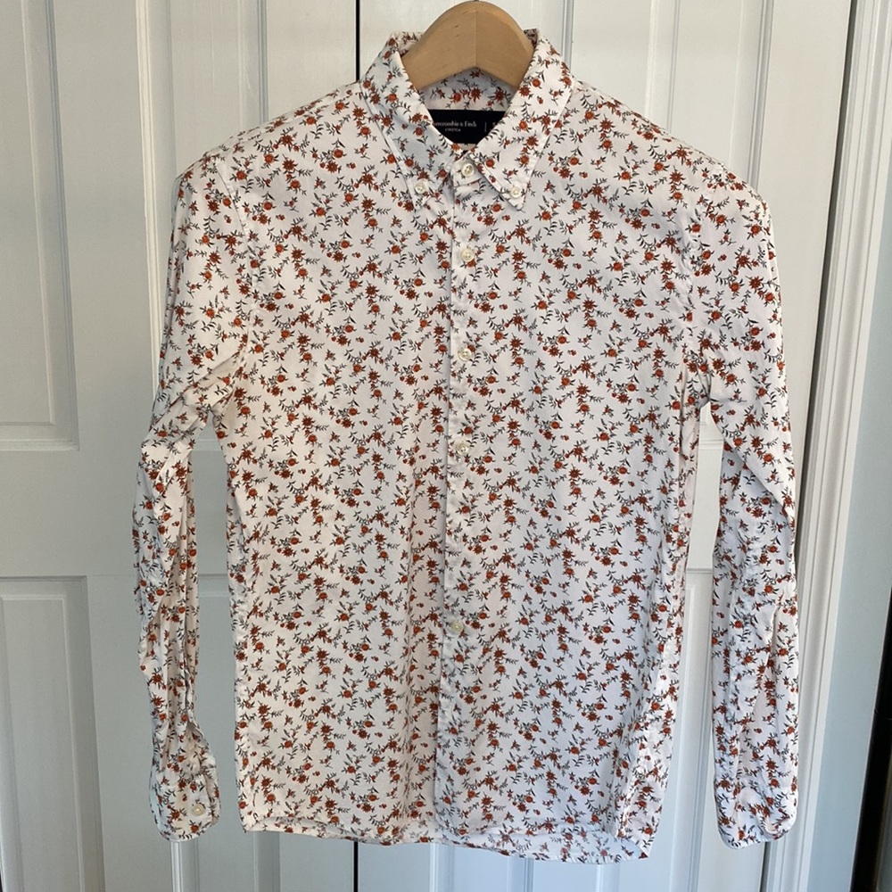 Abercrombie / White Floral Button-up / Small (Super Slim) - Picture 3 of 8